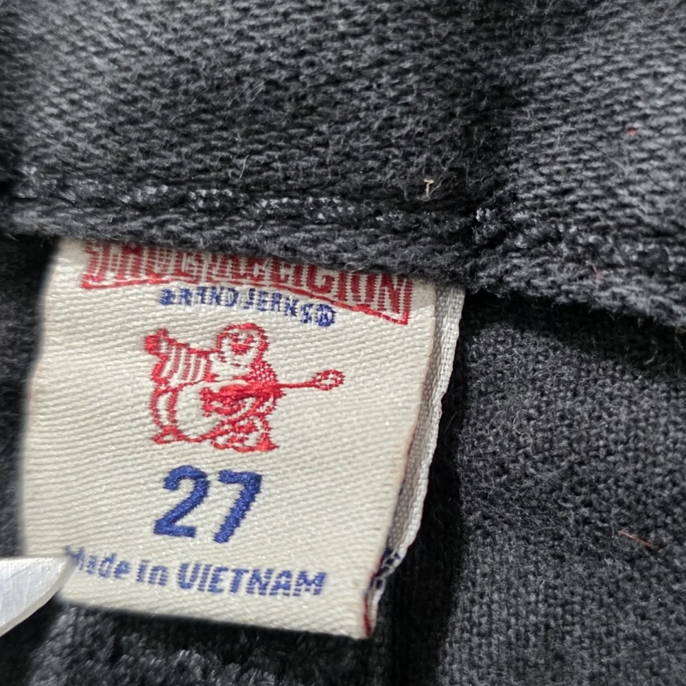 True Religion Section Straight Jeans Black Flap Pocket Low Rise Size 27